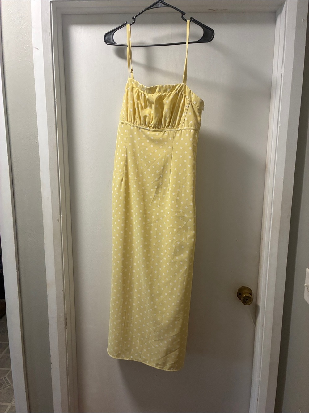 Sunny Yellow Polka Dot Spaghetti-Strap Maxi Dress